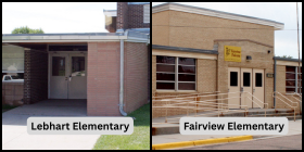 Lebhart and Fairview Elementary main entrances to use when entering during school hours